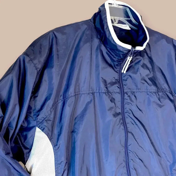 Wilson Lightweight Golf Winbreaker Rain Jacket Zip Up Size XL Navy White Lined - Picture 4 of 12